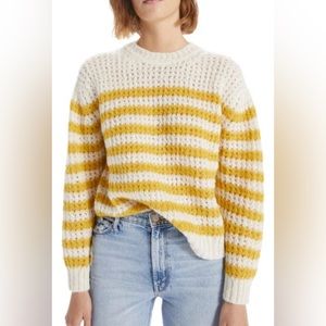 Mother The Jumper yellow & creme striped alpaca blend sweater